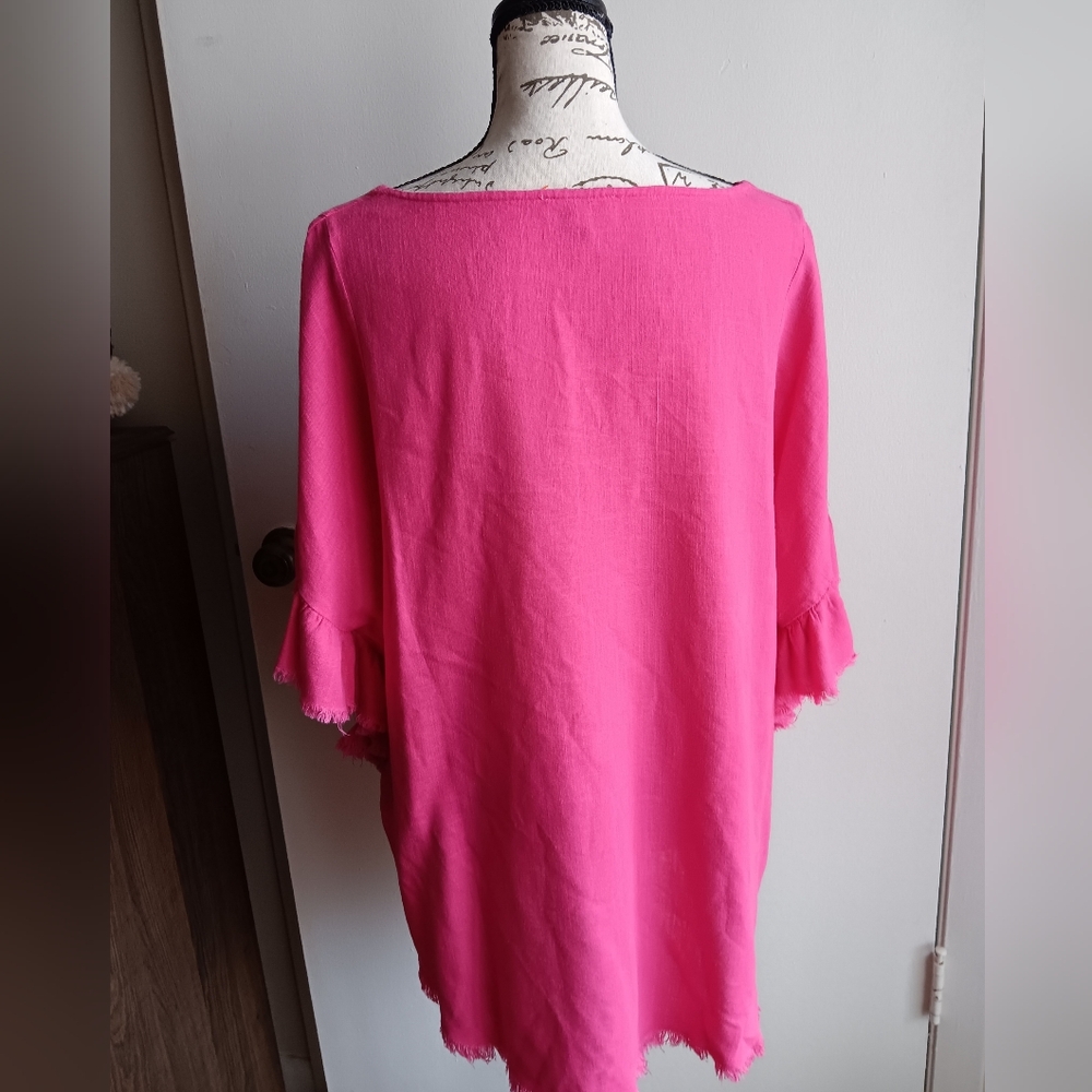 Umgee Linen Blend Fringed Top - Picture 4 of 5